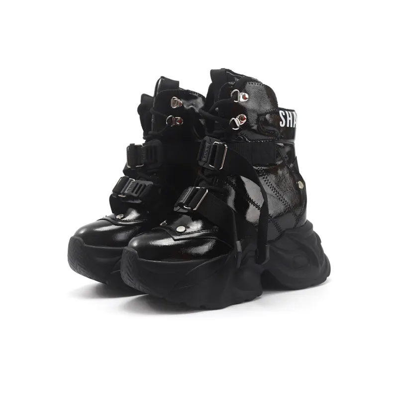 TOM TAILOR Black Obsidian Tactical Wave Boots Slip Resistant High Top Chunky Sneakers Women's-2