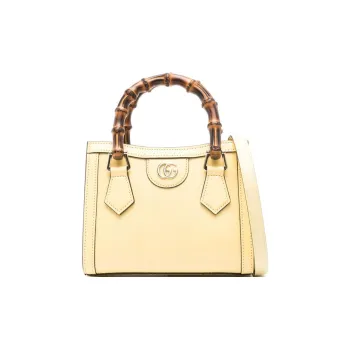GUCCI Diana Calfskin Tote Bag Shopping Bag Handbag Small Size Women's Yellow