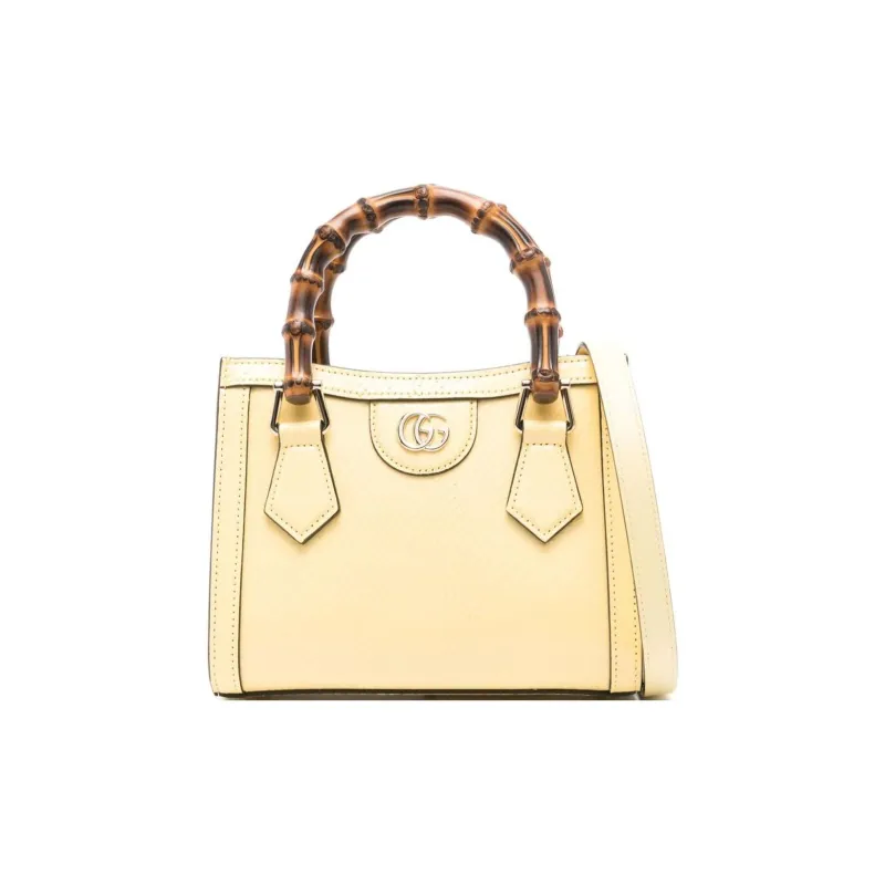 GUCCI Diana Calfskin Tote Bag Shopping Bag Handbag Small Size Women's Yellow-0