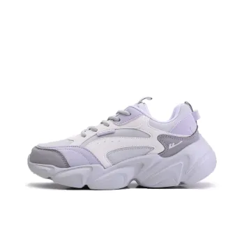 Warrior Anti Slip And Wear Resistant Lightweight Low Top Chunky Sneakers Women's Ash Beige Purple