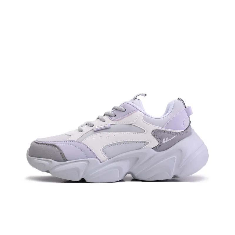 Warrior Anti-Slip And Wear-Resistant Lightweight Low-Top Chunky Sneakers Women's Ash Beige Purple-0