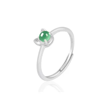Double Happiness Gift Glutinous Jade Jadeite Rings Unisex
