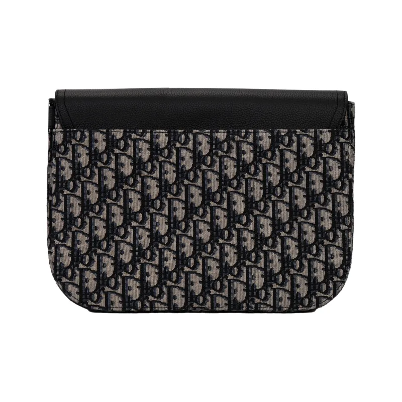DIOR Oblique Print With Grain Cow Leather Clutch Men's Black/Beige-4