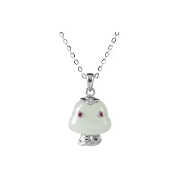 KINGFOCUS Hetian Jade Necklaces Pale Greenish White Jade Women's