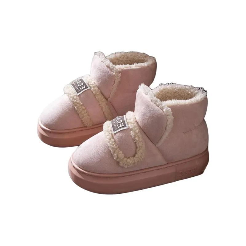 ECAC Cotton Slipper Winter With Back Support Indoor Home Warm Padded Shoes Slip Resistant Platform Fleece Lined-8
