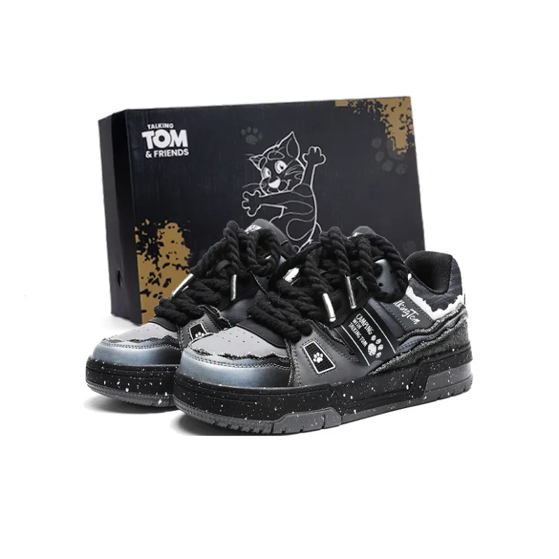 TALKING TOM Warm Coverage Height Increasing Wear-Resistant Slip-Resistant Low-Top Skateboard Shoes Unisex-0