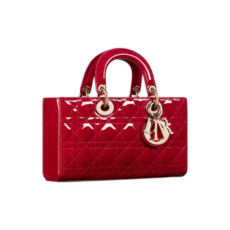 DIOR Lady D JOY Calfskin Lady Dior Bag, Shoulder Bag, Crossbody Bag, Handbag Medium Size Women's Cherry Red-3