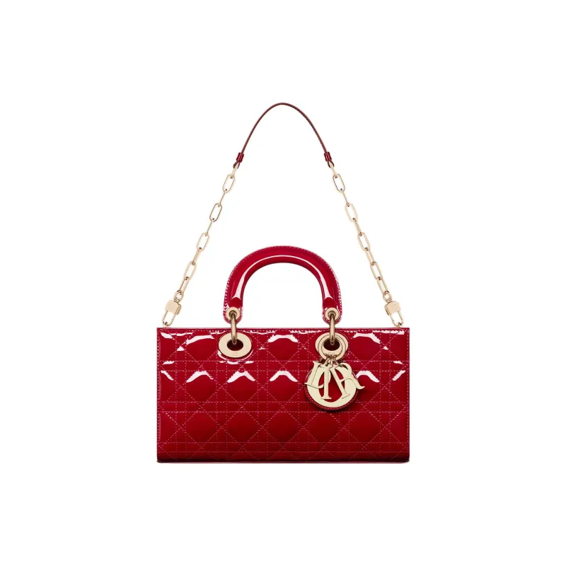 DIOR Lady D JOY Calfskin Lady Dior Bag, Shoulder Bag, Crossbody Bag, Handbag Medium Size Women's Cherry Red-1