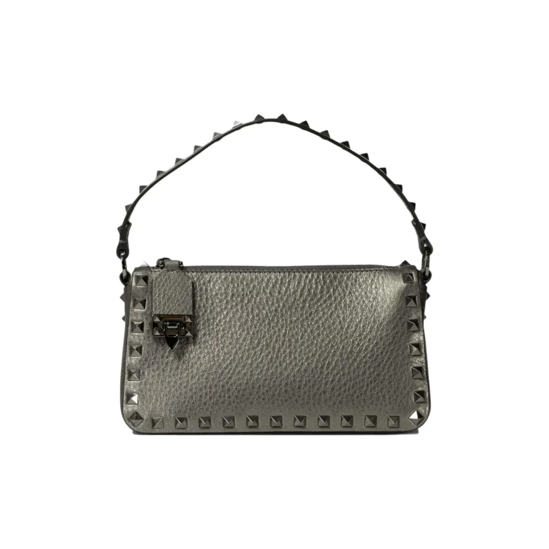 Valentino GARAVANIRockstud Calfskin Shoulder Bag, Crossbody Bag, Handbag Trumpets Women's Silver Gray-1