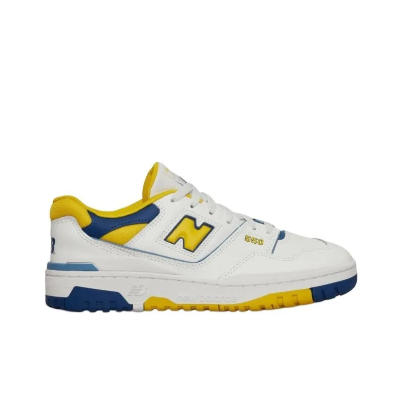 New Balance NB 550 Anti-Slip Wear-Resistant Low-Top Kids Lifestyle Shoes White Yellow Children Aged 3-7 Years Old-1