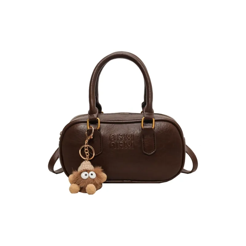 HCXK PU Bowling Ball Crossbody One Shoulder Handbag Unisex Coffee/Brown/Black-1