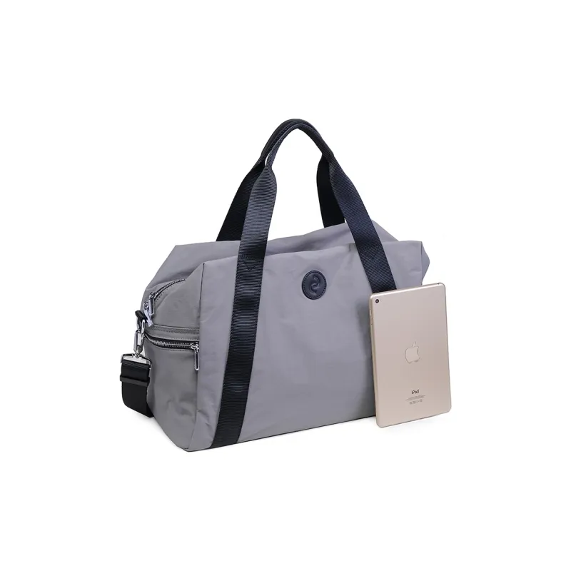 GELANDAI Fabric Large Capacity Portable Travel Bag 20 30L Unisex Black/Ecru/Gray-13