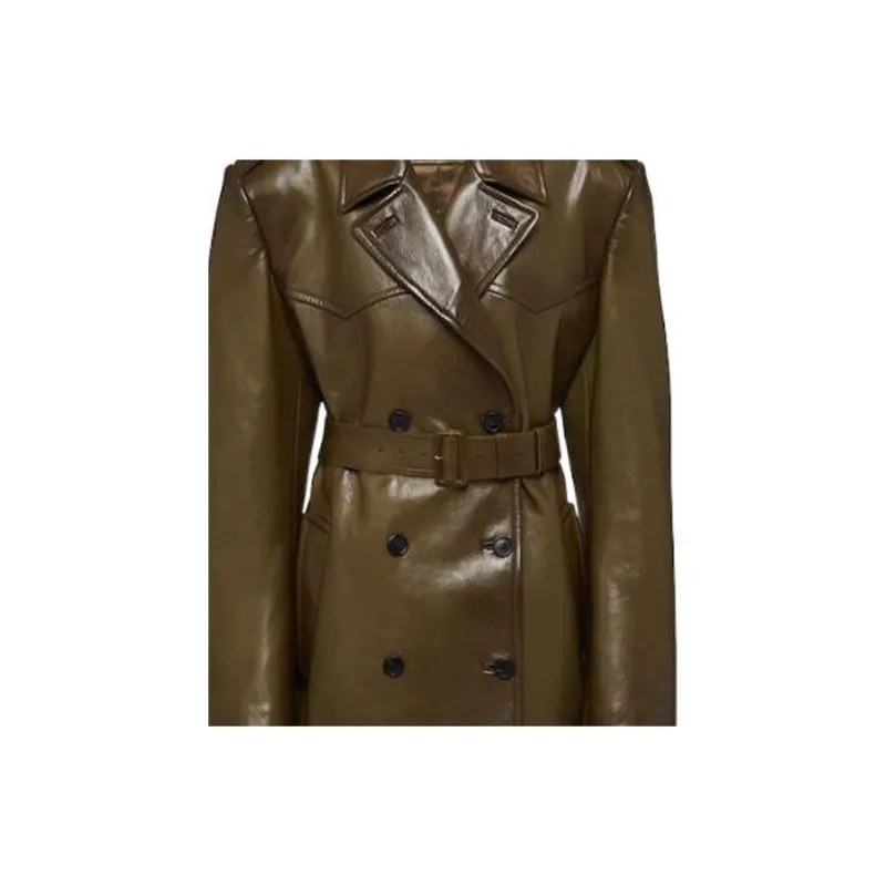PRADA Leather Jackets Women's Olive Green-4