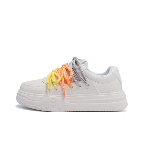 HUANQIU Height Increasing Wear Resistant Slip Resistant Low Top Skateboard Shoes Women's White