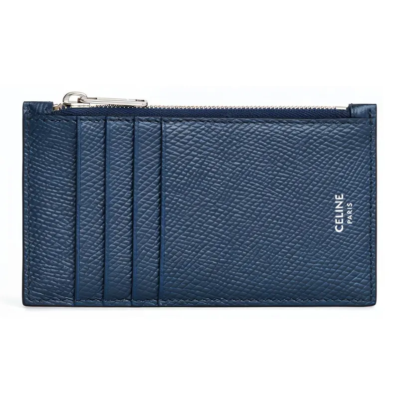 CELINE Cow Leather Card Holder Men's Navy-1