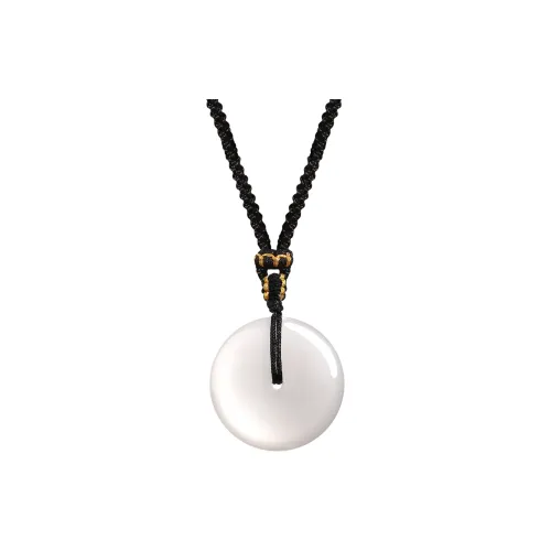 Lao Feng Xiang Gifts Hetian Jade Necklaces Jasper Unisex White Jade Unisex