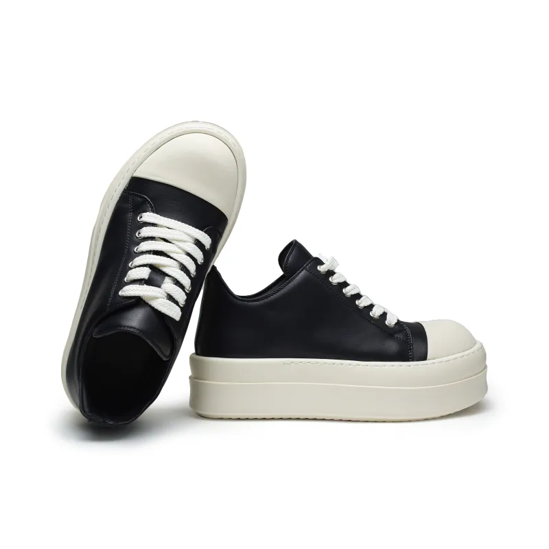 ΛOLUNKΛ Anti Slip Wear Resistant Low Top Skateboard Shoes Unisex Black-2