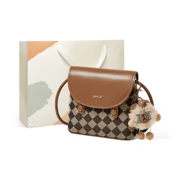 15 MINS Fabric With Synthetic Leather Shoulder Bag Regular Women's Coffee