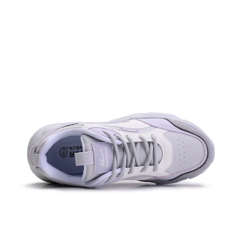 Warrior Anti-Slip And Wear-Resistant Lightweight Low-Top Chunky Sneakers Women's Ash Beige Purple-3