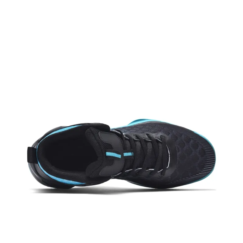 BIANSULONG Cushioned Slip Resistant Abrasion Resistant High Top Basketball Shoes Men's Black Blue-1