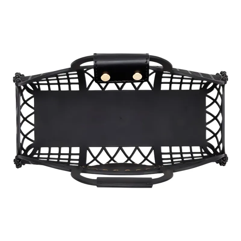 FENDI Polyurethane Basket Bag Tote Bag Shopping Bag Handbag Small Size Women's Black-3