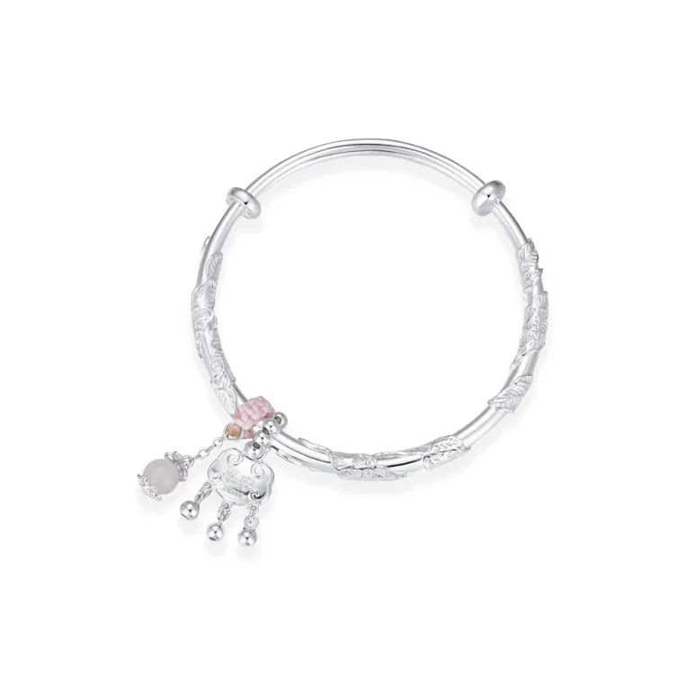 Chongqing Gold Store 999 Fine Silver/Chalcedony Bangles Women's-0