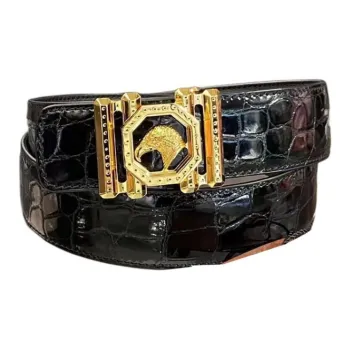 STEFANO RICCI Metal Crocodile Leather Leather Belts Men's Black -