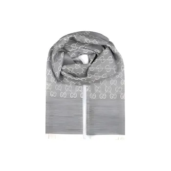 GUCCI Knit Scarves Unisex Light Gray