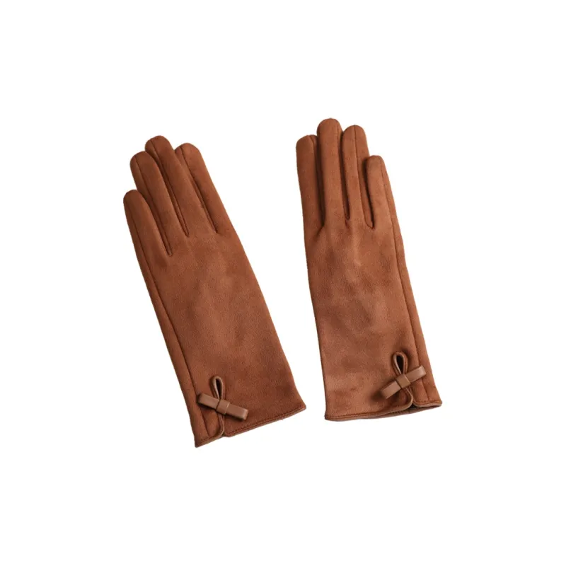 Lagur Polyester Knit Gloves Women's Gentle Creamy White/Noble Brown-3
