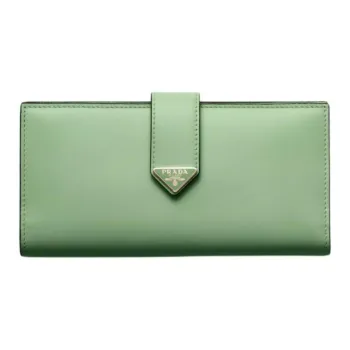 PRADA Leather Wallet Large Size Women's Green