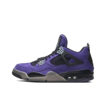 Travis Scott x Jordan Air Jordan 4 Anti Slip Wear Resistant Mid Top Vintage Basketball Shoes Unisex Purple Black