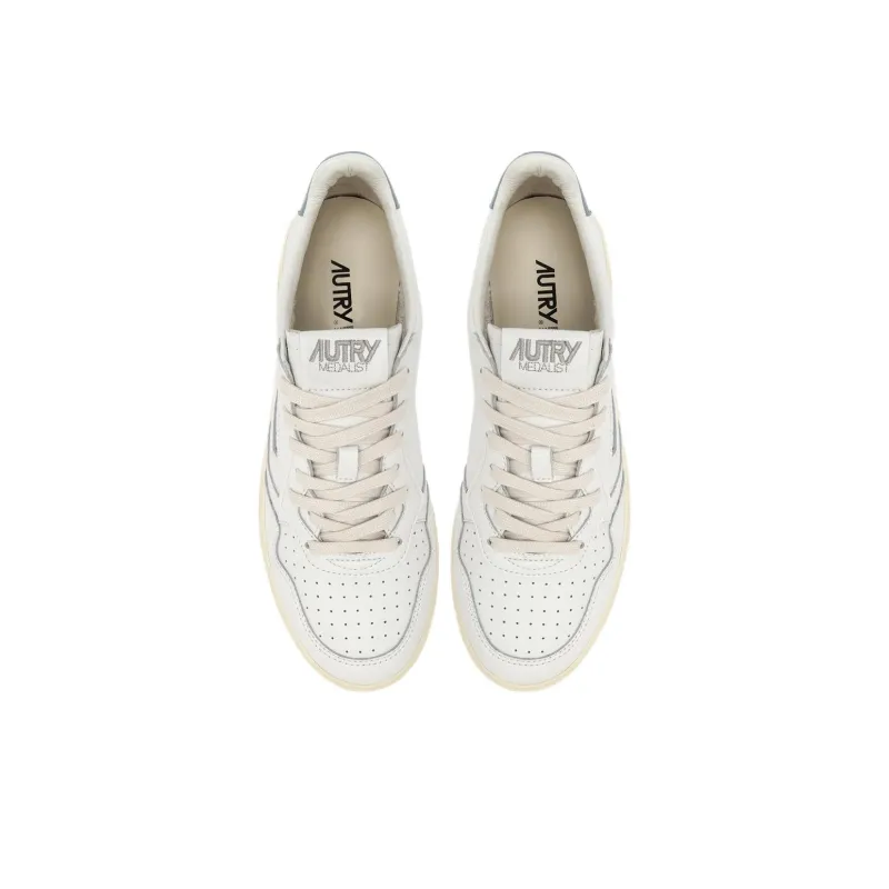 AUTRY Medalist Leather Low White Silver Blue Women's-2