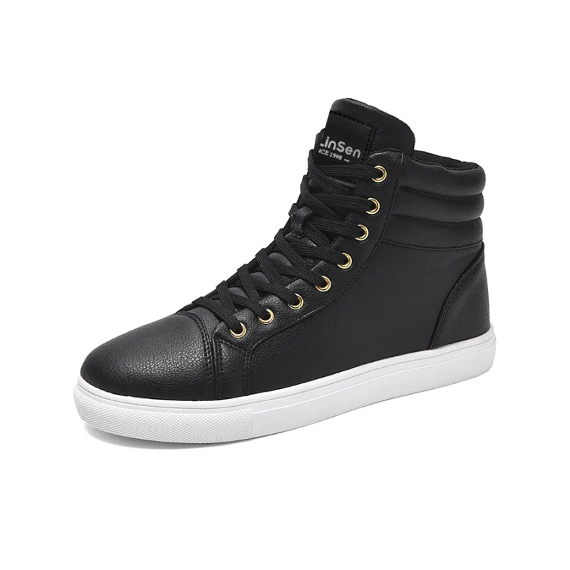 Mulinsen Anti Slip Wear Resistant High Top Skateboard Shoes Men's Black-1