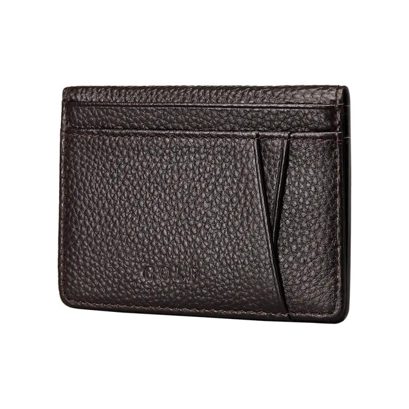 GOLF Cow Leather Bonded Synthetic Leather Card Holder Regular Men's Black/Coffee-9
