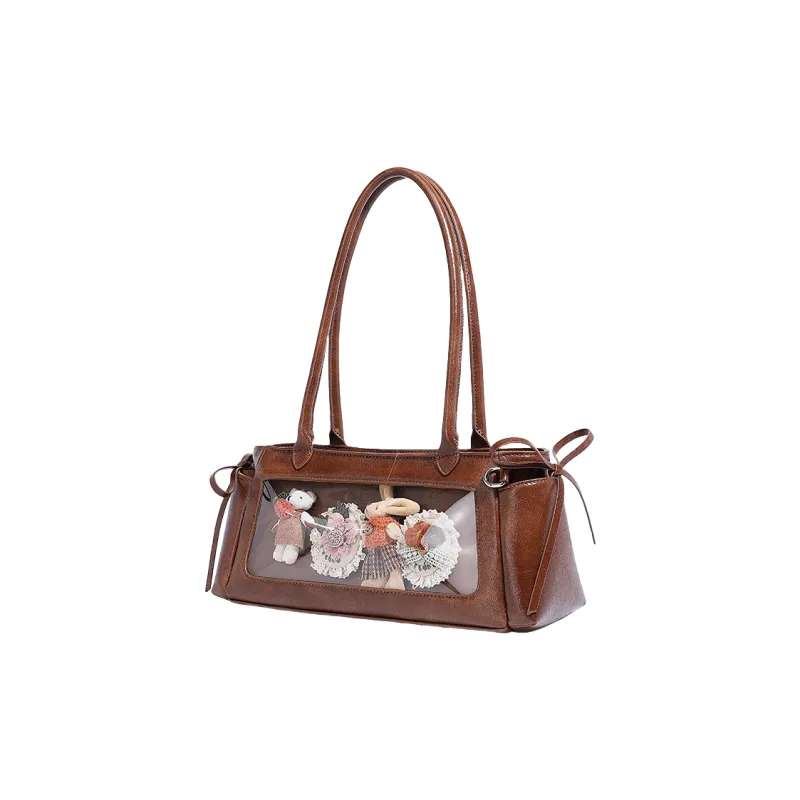 OCTSUI PU One Shoulder Handbags Medium Size Women's Ecru/Red/Brown Black-12
