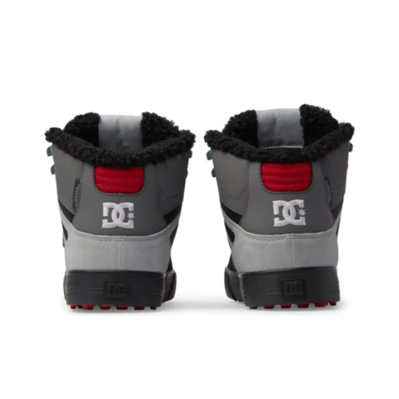 DC Shoes Pure High WNT Anti Slip Wear Resistant High Top Casual Shoes Men's Gray Black Red-3