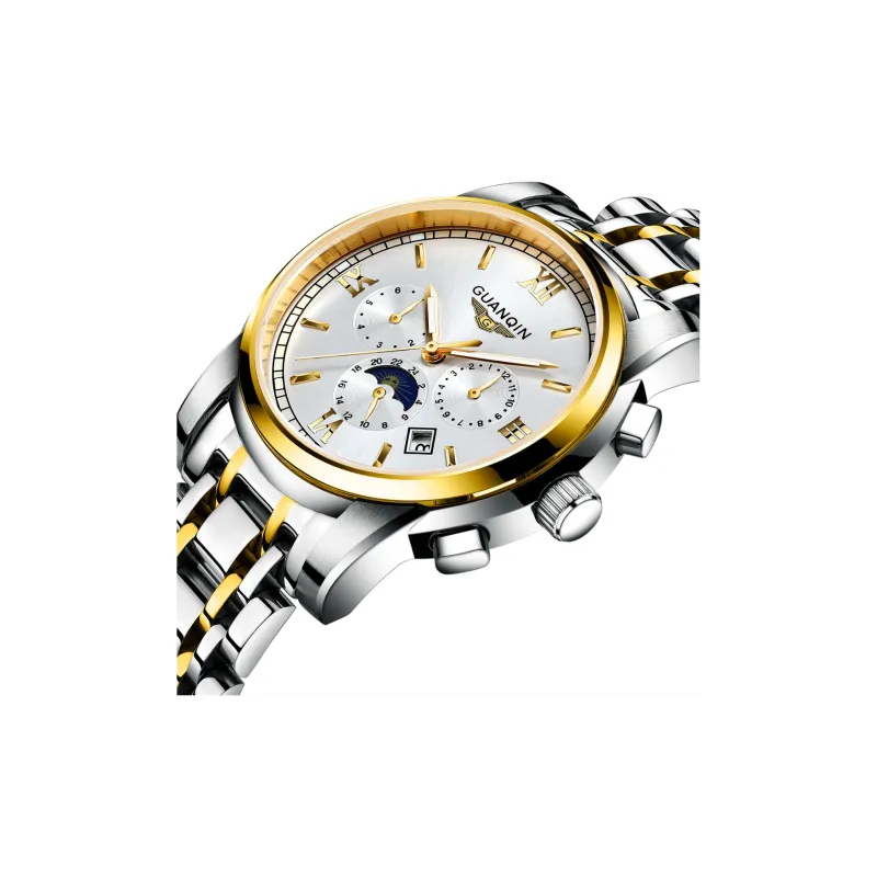 GUANQIN GUANQIN GJ16040.JGD Mechanical Movement Stainless Steel Watchband Watch Men's Watches White Dial-1