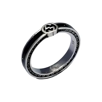 GUCCI Enamel Rings Unisex Black