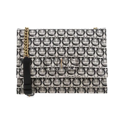 FERRAGAMO Cow Leather Shoulder Bag Women's Beige, Yellow, & Black