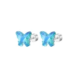 Blue Butterfly, Titanium Steel Stud Earrings, 1 Pair, Eh-3530.ebB