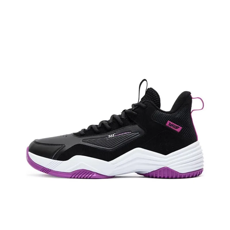 361° Burning Ball Game Cushioned Wear Resistant Breathable High Top Basketball Shoes Men's Black Purple-0