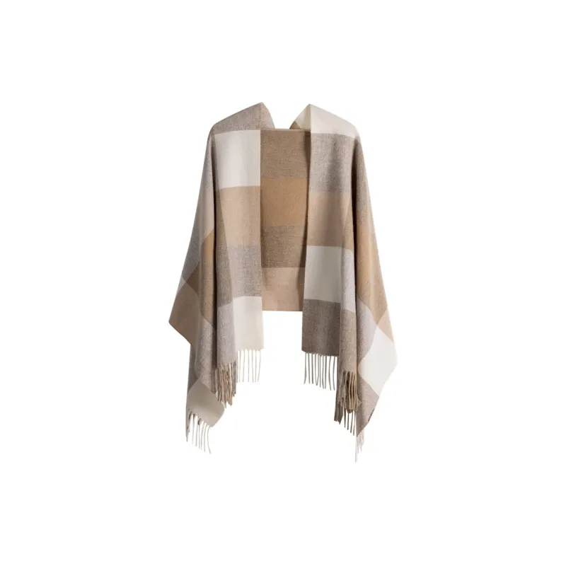 VANESSA HOGAN 100% Australian Wool Plaid Plush Yarn Shawl Cloak Unisex-5