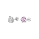 Best-Selling 1 Pair-Ice Crystal Pink+Dazzling Color White