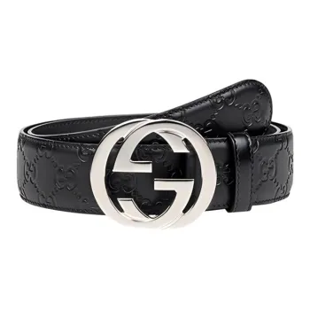 GUCCI GG Signature Leather Belt Men's Black