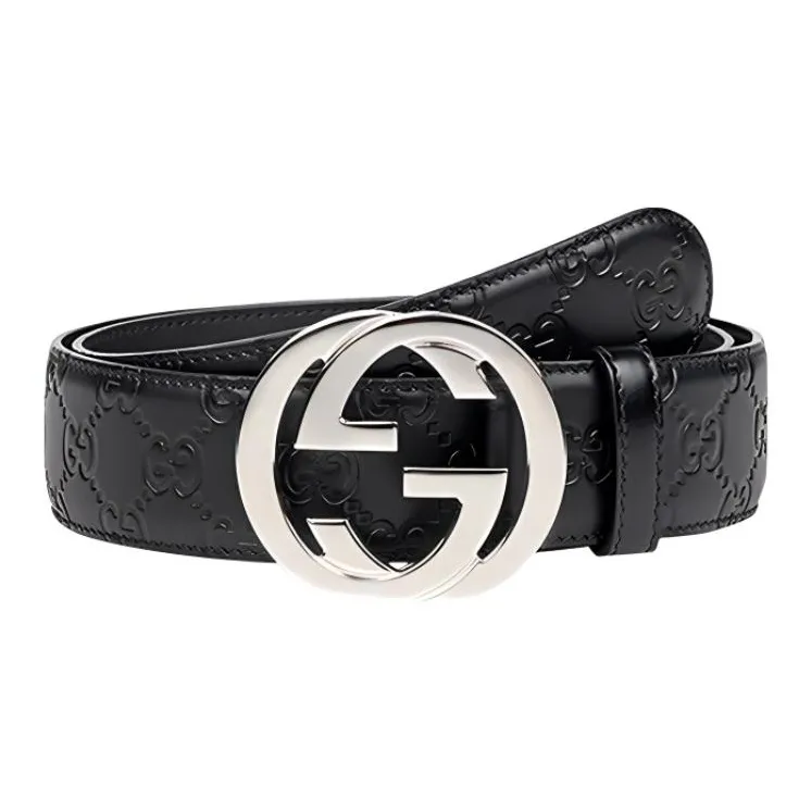 GUCCI GG Signature Leather Belt Men's Black-0