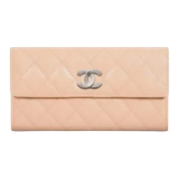CHANEL Calfskin Wallet Women's Beige-0