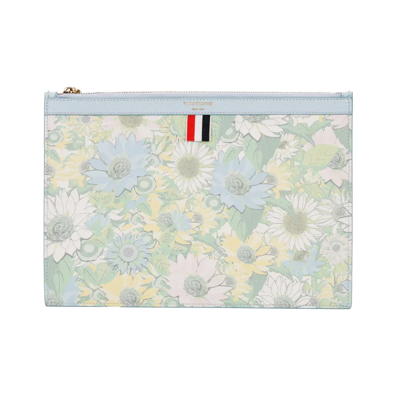 THOM BROWNE· Eggstone Grain Leather Clutch Men's Light Blue-1