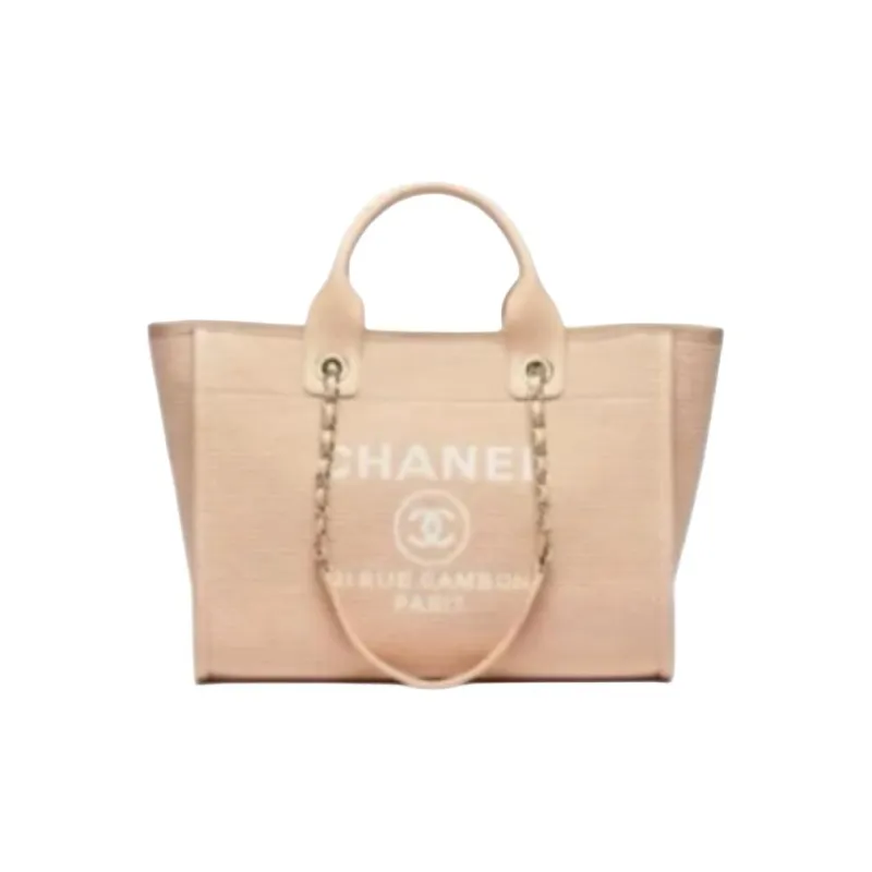 CHANEL Mixed Fiber Beach Bag, Tote Bag, Shopping Bag, Shoulder Bag, Handbag Women's Beige-0