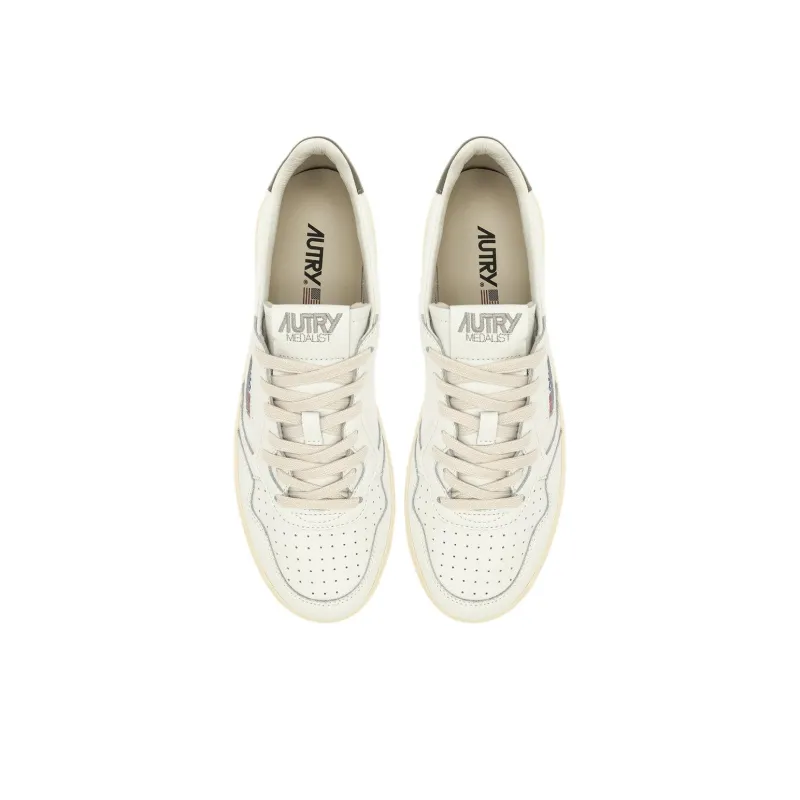 AUTRY Medalist Leather Low White Covert Green Women's-2