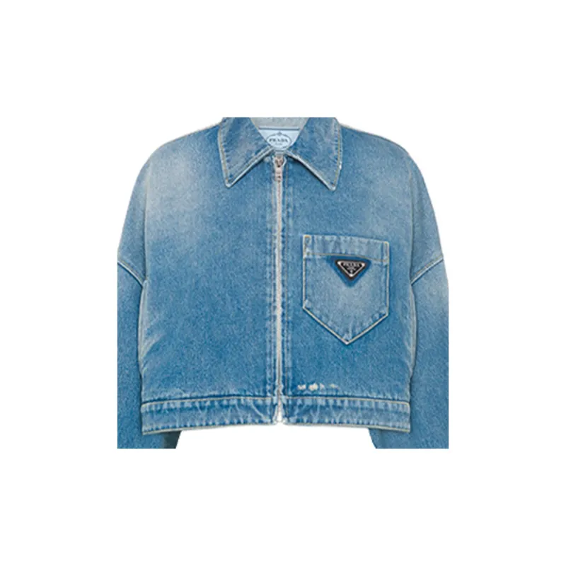 PRADA Cropped Organic denim Jacket-4